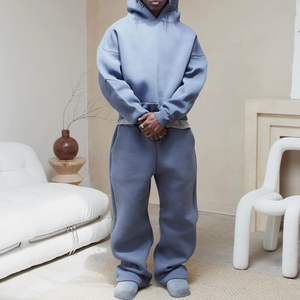 Manufacturer Custom Hoodie and Sweatpants <strong>Tracksuit</strong> Set <strong>Blank</strong> 500 GSM 100% Cotton Fleece Heavyweight Sweatsuit for Men - Product Image 4