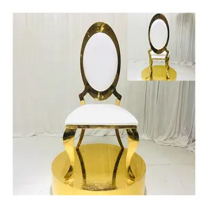 Rental Fancy Gold Wedding chair for chiavari chair tiffany stackable luxury design white cushion Stainless Steel phoenix