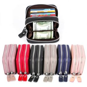 Factory Direct DoubleLayered RFIDBlocking DoubleDeck Leather Card Holder with Coin <b>Purse</b> Korean Style - Product Image 4