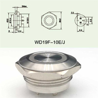 Interrupteur à bouton-poussoir momentané en métal LED étanche 12V 1NO ultra-court en acier inoxydable de 19 mm