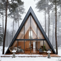 Maison préfabriquée de luxe en Chine Maison préfabriquée Toit triangulaire Cabine modulaire Petites maisons pour salon Chambre à coucher Salle de bain