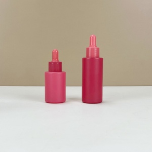 ขวดแก้วฝ้าทรงกลมสำหรับน้ำมันหอมระเหยพร้อมฝาหยดขนาด 50 มล. สีม่วงแดง ขวดแก้วหยดสำหรับโลชั่นและเซรั่มเครื่องสำอาง - Product Image 3