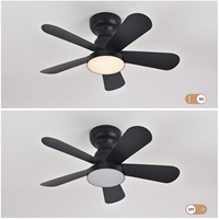 Ventilateur de plafond noir mat de 52 pouces avec lumière, 5 pales en bois de noyer, application Wi-Fi intelligente Alexa, 6 vitesses, réversible, montage encastré, LED dimmable