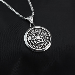 <b>Titanium</b> Steel Men's Pendant Stainless Steel Necklace Vintage Viking Shield Themed Pendants Gift Jewelry - Product Image 3