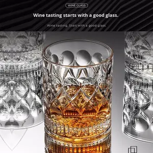 High-End Embossed Whiskey <strong>Glass</strong> <strong>Cup</strong> for Home Use Elegant Bar KTV Wine <strong>Glass</strong> for Classical Spirits &amp; Liquor High Value Drinkware - Product Image 2