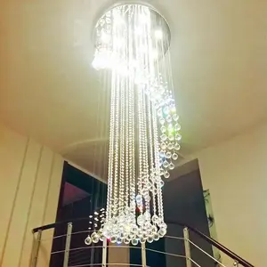 Lámpara de Techo Colgante LED de Decoración Interior para Villa de Lujo Europea, Araña de Cristal K9 en Espiral Larga, Lámparas Colgantes - Product Image 2