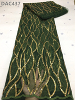 Tissu en dentelle à sequins marron, maille à sequins, broderie florale en guipure, polyester élastique pour robes