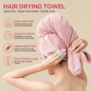 Custom Microfiber Super Absorbent Waffle <strong>Hair</strong> <strong>Towel</strong> Quick <strong>Drying</strong> Soft Comfortable <strong>Hair</strong> Dry Turban <strong>Towel</strong> - Product Image 2