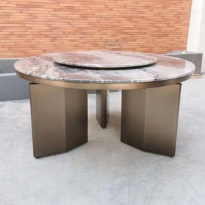 Nouveau design de mobilier de salle à manger Table ronde en marbre Trois pieds en laiton en acier inoxydable Table de cuisine haut de gamme - Product Image 5