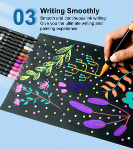 Khy 24 màu cao cấp kép tip Acrylic Bút Đánh Dấu thiết lập tùy chỉnh Gỗ gỗ vải đá đá sơn thủy tinh gốm mực vĩnh viễn - Product Image 5