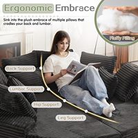 78-Zoll Ergonomischer Übergroßer Chaiselongue-Sessel, Konvertierbares Klappsofa-Bett mit Kissenrücken, Flauschiger Cord, Knochenloser Memory-Schaum