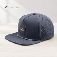 Casquette de baseball personnalisée de haute qualité à 5 panneaux, 100% nylon, logo en silicone, imperméable, avec trous découpés au laser, pour le golf