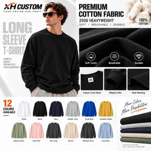 250G 100% Cotton <b>Long</b> <b>Sleeve</b> Raglan <b>Sleeve</b> Oversized <b>T</b>-<b>Shirt</b> <b>Men</b> Custom Logo Heavyweight Wholesale - Product Image 2