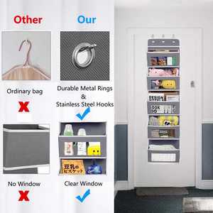 Over the Door Hanging Closet Organizer With Clear Windows and 2 Widened Metal Hooks Clear Window <b>Clothes</b> <b>Boxes</b> - Product Image 3