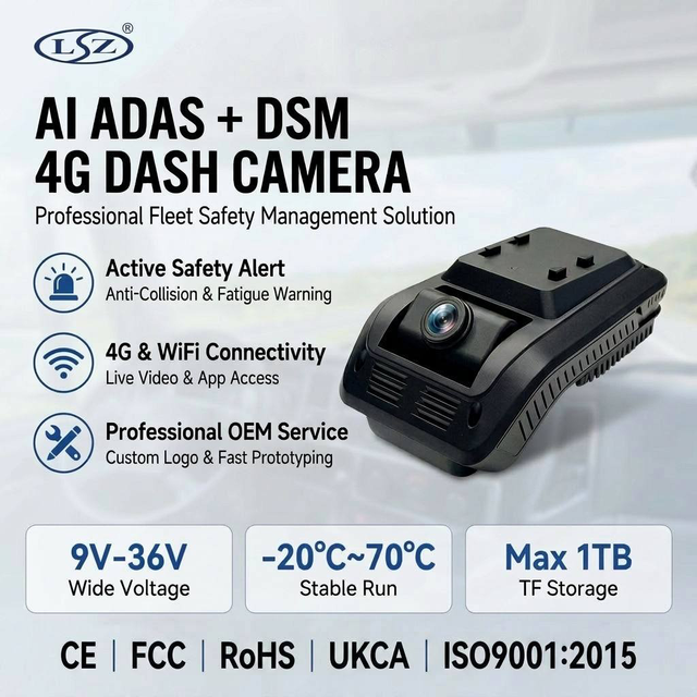AI Adas Dms Enabled Dual Camera Dual Lens 2ch 4ch Full Hd 1080p 720p 5g Gps Wifi Usb Car Dvr Dash Cam Black Box