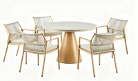 Ensemble de table et chaises de jardin en métal moderne avec cordage, pour hôtel et extérieur, fourni directement par l'usine