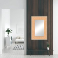 Miroir mural rectangulaire décoratif de luxe avec cadre en aluminium doré plume sarcelle orange en verre de qualité suspendu pour la décoration intérieure
