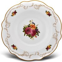Service de table 24 pièces en porcelaine fine écologique avec motifs floraux dorés pour 6 personnes