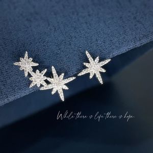 Bijoux de mode Xinfly, or véritable 18 carats et diamant naturel, hexagramme asymétrique bilatéral, boucles d'oreilles - Product Image 2