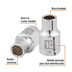 BOX 6 Chiave a bussola da 10 mm, 12 punte, attacco da 1/2 pollice, TRUPER - Product Image 2