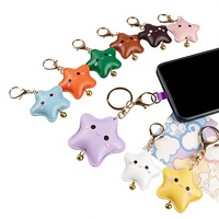 Porte-clés mousqueton en cuir PU avec pendentif étoile, motif dessin animé mignon, durable, écologique, imprimé sérigraphié, marque HY, pour sac