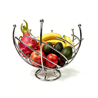 Corbeille à fruits décorative en fil métallique chromé pour comptoir de cuisine et rangement de table à domicile