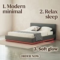 Lit Double King Size Capitonnée en Cuir avec Rangement Ottoman, Design Moderne, Facile à Monter, Gain de Place, Meilleur Prix, avec LED