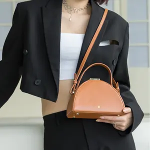 Semi Circle Bags Leather Trendy Small Designer Ladies Luxury Handbag Geometric Purse Women Hand Bag Box