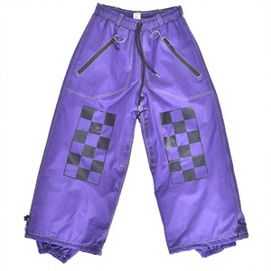 Pantalones Impermeables Personalizados Color Morado Unisex, Talla Grande, Resistentes al Viento, con Parches de Tablero de Ajedrez, Cierre con Cordón, Ropa de Esquí para Adultos - Product Image 1
