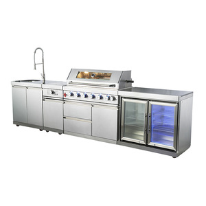 Meuble de cuisine encastré en acier inoxydable, moderne et simple, pour extérieur, avec vasque intégrée et <span class=keywords><strong>réfrigérateur</strong></span> double porte - Product Image 6
