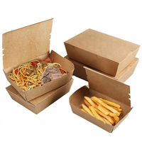 Boîte en papier kraft biodégradable personnalisée pour emballages alimentaires à emporter, avec fermeture auto-adhésive, marque ECOLIFE, vente en gros