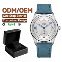 Montre personnalisée OEM avec logo, mouvement Miyota 8215 modifié, petite seconde, cadran vintage, boîtier en acier, bracelet en cuir