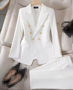 <span class=keywords><strong>Set</strong></span> di <span class=keywords><strong>Blazer</strong></span> da donna abiti eleganti da ufficio 2 pezzi Slim <span class=keywords><strong>Blazer</strong></span> a maniche lunghe doppiopetto tailleur pantaloni dritti - Product Image 4