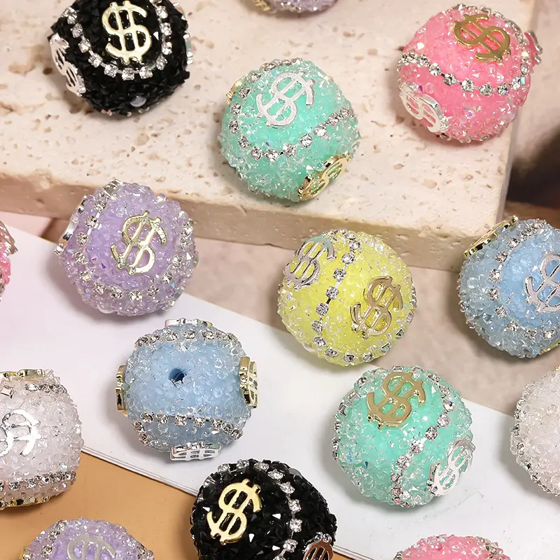 New Acrílico Rhinestone Ball Beads Bubblegum Beads para Jóias DIY Plástico Gumball Açúcar Beads Para Canetas com dólares dinheiro real