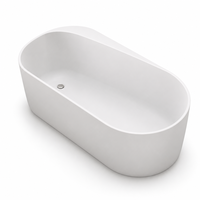Baignoire autoportante ovale moderne en surface solide mate pour salles de bain d'hôtes, baignoire en pierre artificielle pour la vente en gros