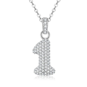 Collar de Moda Hip Hop con Números de Ángel, Ecológico, de Cobre con Baño de Oro de 14k, Incrustaciones de Zirconia y Diamantes, para Mujer - Product Image 3