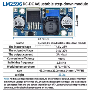 Convertisseur abaisseur de tension DC-DC LM2596, régulateur de tension 3.0-40V vers 1.5-35V, module d'alimentation abaisseur de tension - Product Image 4