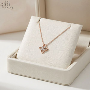 High Quality Wholesale Hand Crafted <b>Thin</b> Chain Necklace Jewelry 18K Solid Rose Gold Real Natural Diamonds Pendant Necklace - Product Image 4