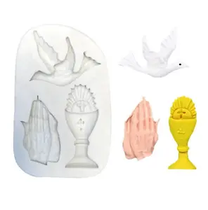 Cake Tool hand pigeon bird peace dove trophy Silicone Mold Mould Wedding Cake Border Fondant Cake Decorating Clay Molds