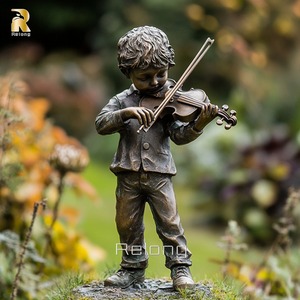 ประติมากรรมสำริดตกแต่งสวนกลางแจ้งสำหรับเด็กเล่นไวโอลิน - Product Image 5