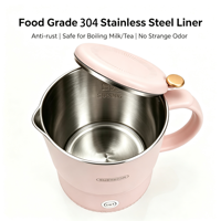 Bouilloire électrique pliable haute puissance en acier inoxydable 304, grande capacité, durable, pour voyage, hôtel et extérieur