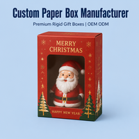 Boîte cadeau de Noël en carton avec fenêtre transparente, logo personnalisé imprimé, conteneur brillant pour bonbons et cadeaux