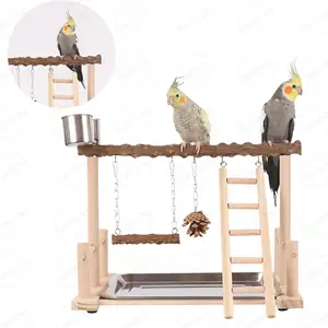 Wholesale Natural Wood Pepper Wood Parrot Perch Swing Toy Non Toxic Interactive Pet Bird Toy