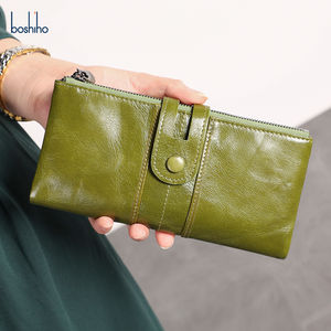 Sac à bandoulière en cuir de vache véritable pour femmes Multifonctionnel <span class=keywords><strong>Anti</strong></span>-<span class=keywords><strong>Rfid</strong></span> Motif géométrique Long <span class=keywords><strong>Portefeuille</strong></span> Doublure en polyester - Product Image 1
