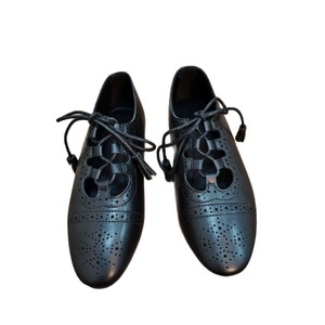 Zapatos Planos Mary Jane de Cuero Genuino con Punta Puntiaguda y Cordones, Transpirables, para Mujer, Diseño con Tira en T, en Blanco y Negro - Product Image 5