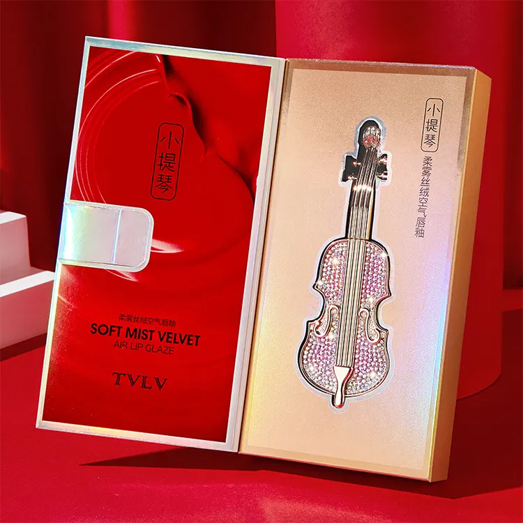 ZHENHAI Novo gift box violino diamante de alta qualidade luxo batom private label matte 5 cores batom