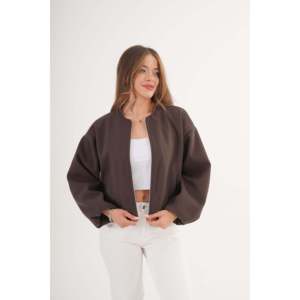Blouson aviateur marron pour femme avec fermeture éclair et doublure intérieure Produit en gros - Product Image 2