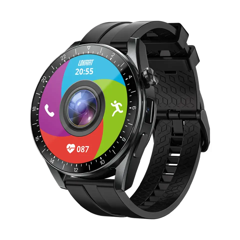 LOKMAT APPLLP 9 Reloj inteligente GPS 4G WIFI 1,43 ''2 + 16GB 5MP Hip Hop Reloj Registro de ejercicio Reloj deportivo con Moda Para Android IO