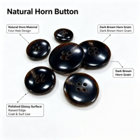 Boutons à bascule en corne de buffle naturelle brun moyen, boucle vintage en corne pour manteau en laine, boutons de vêtement personnalisés avec logo