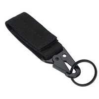 Porte-clés tactique personnalisé en alliage de zinc avec mousqueton et lanière courte noire pour sac à dos